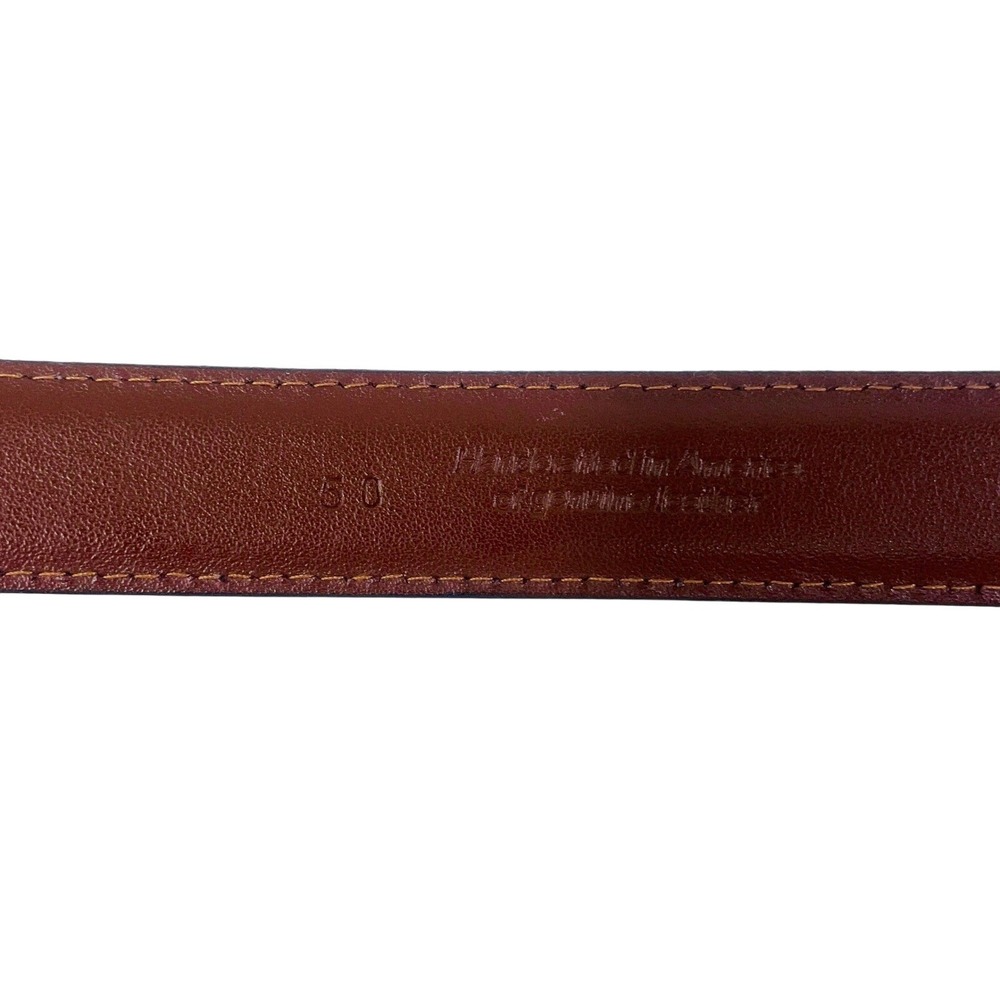 Black Leather Dress Belt Men's Sz 50 Gold Color Buckle Made in USA - Picture 4 of 12